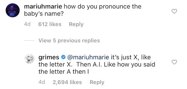 Elon Musk Grimes Don T Fully Agree On Pronunciation Of Baby X Ae A 12 S Name Designtaxi Com