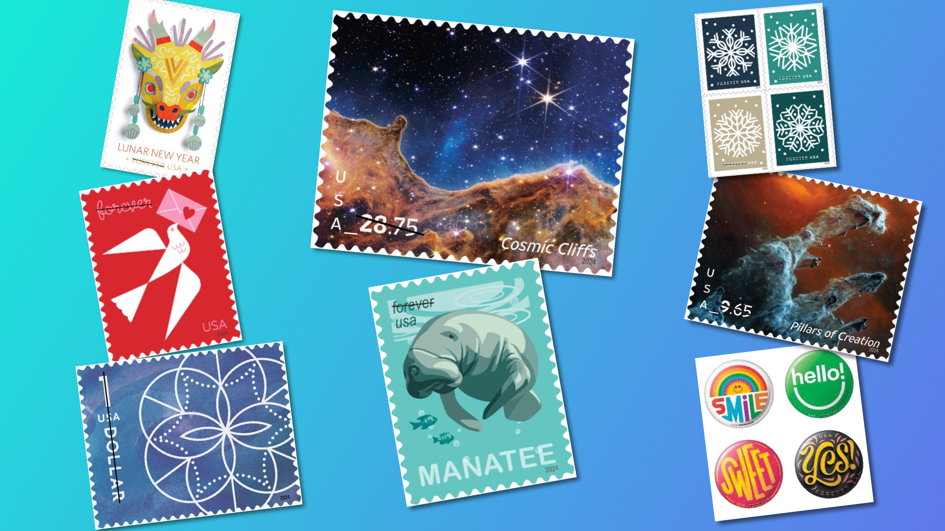 US Postal Service Introduces Stamp Designs Planned For The Whole